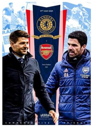 Rangers Football Club Matchday Programme - Rangers v Arsenal - 17 July 2021
