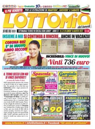 Lottomio del Lunedi - 8 Agosto 2022